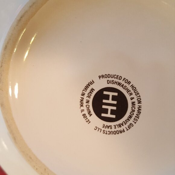 Currier and Ives Stackable Soup Mugs Houston Harvest SET of 2 Red Winter Scene - Picture 5 of 8